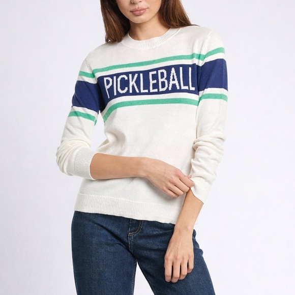 Alashan Sweaters - 🆕 Alashan 💯 Cashmere Pickleball Sweater White Striped Sport Knit Luxury Size M